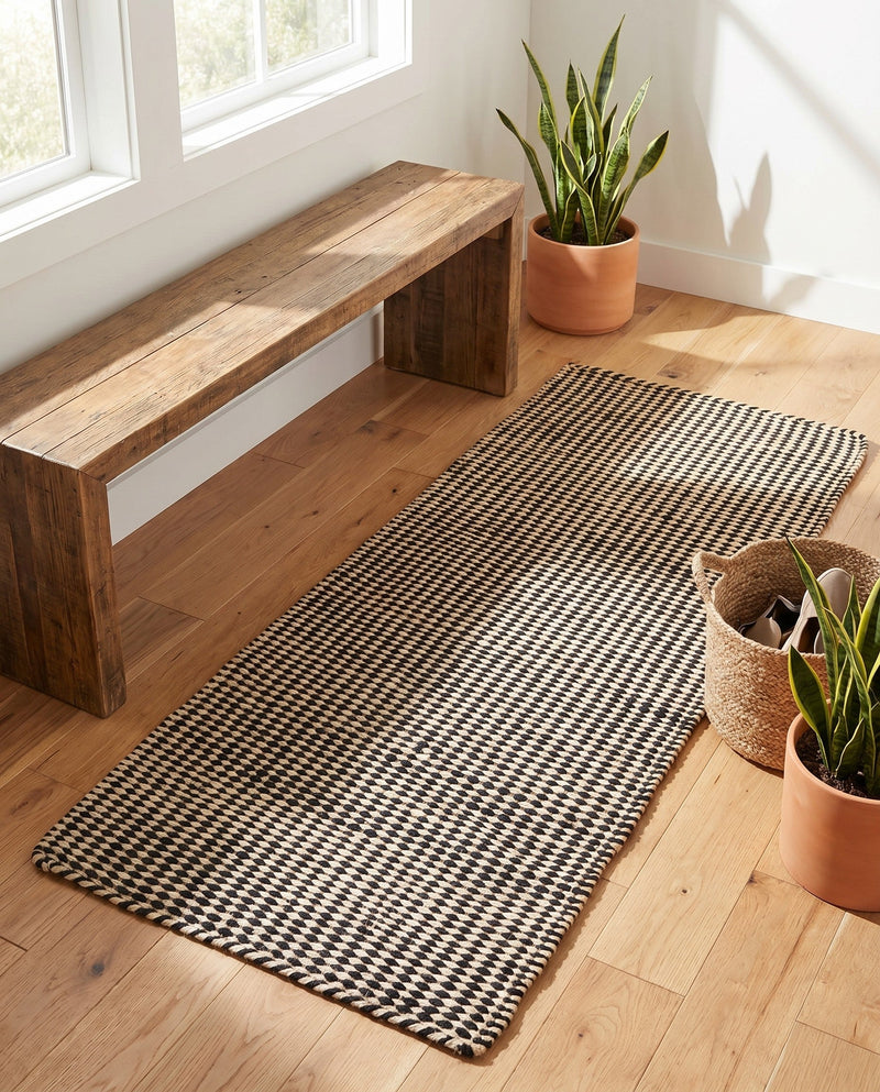 Sequoia Handwoven Jute Collection Area Rug - Aspen Runner Black and White  lifestyle 42