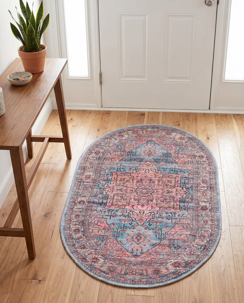 Zahara Oasis Collection Area Rug -  Fez Oval Blue  lifestyle 54