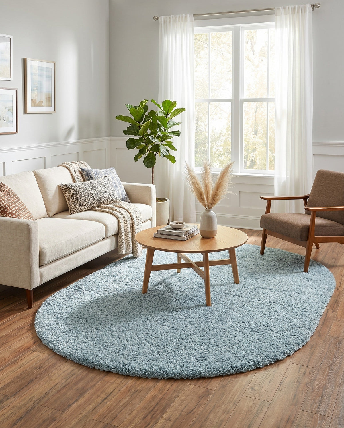 Alpine Plush Collection Area Rug -  Cortina (Aqua) Oval Aqua  lifestyle 83