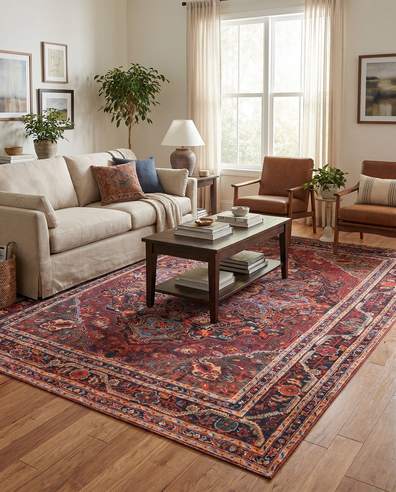 Heritage Elegance Collection Area Rug -  Schonbrunn Rectangle Burgundy  lifestyle 41