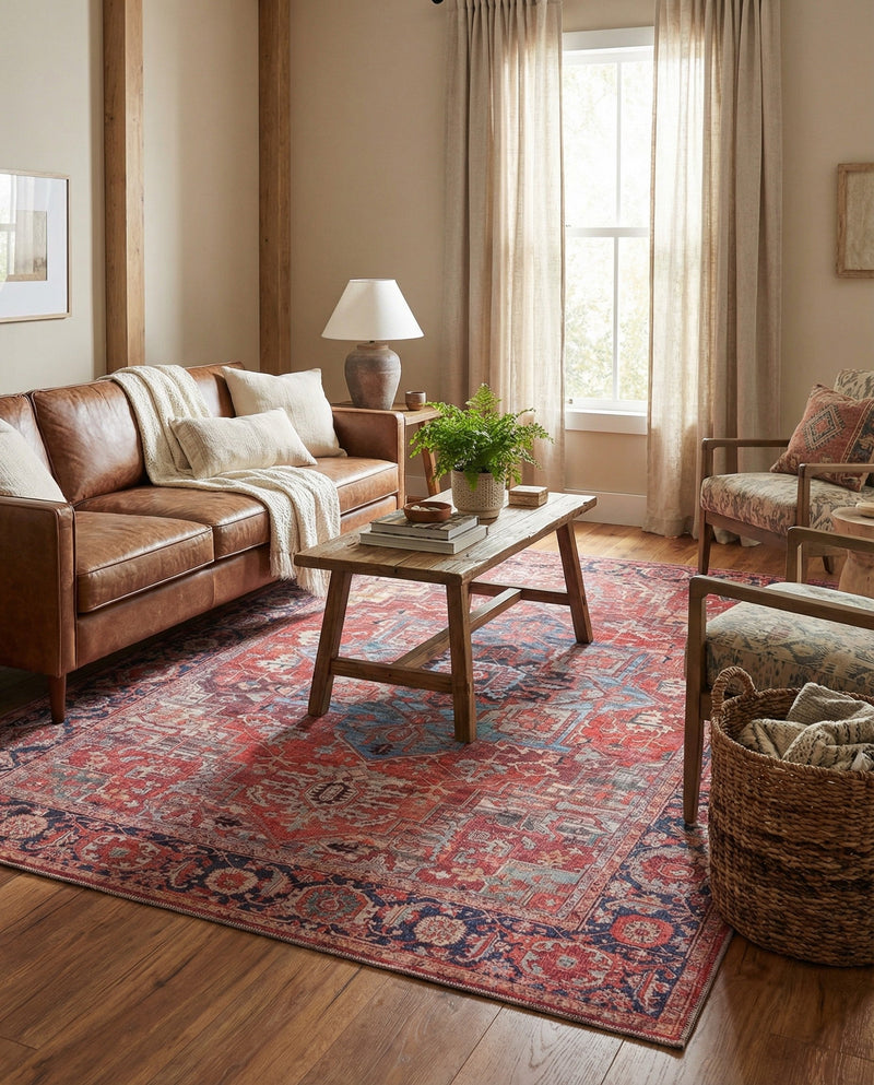 Zahara Oasis Collection Area Rug -  Essaouira Rectangle Rust Red  lifestyle 17