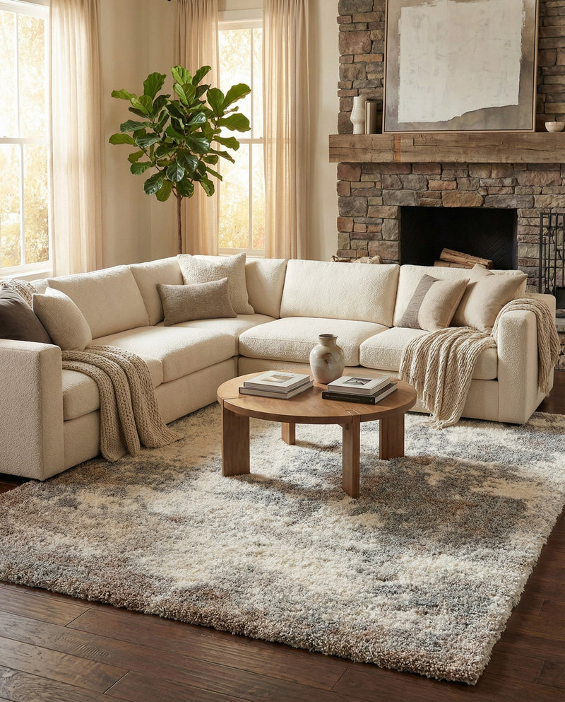Cozy Haven Shag Collection Area Rug -  Tranquility (Khaki) Rectangle Khaki  lifestyle 3