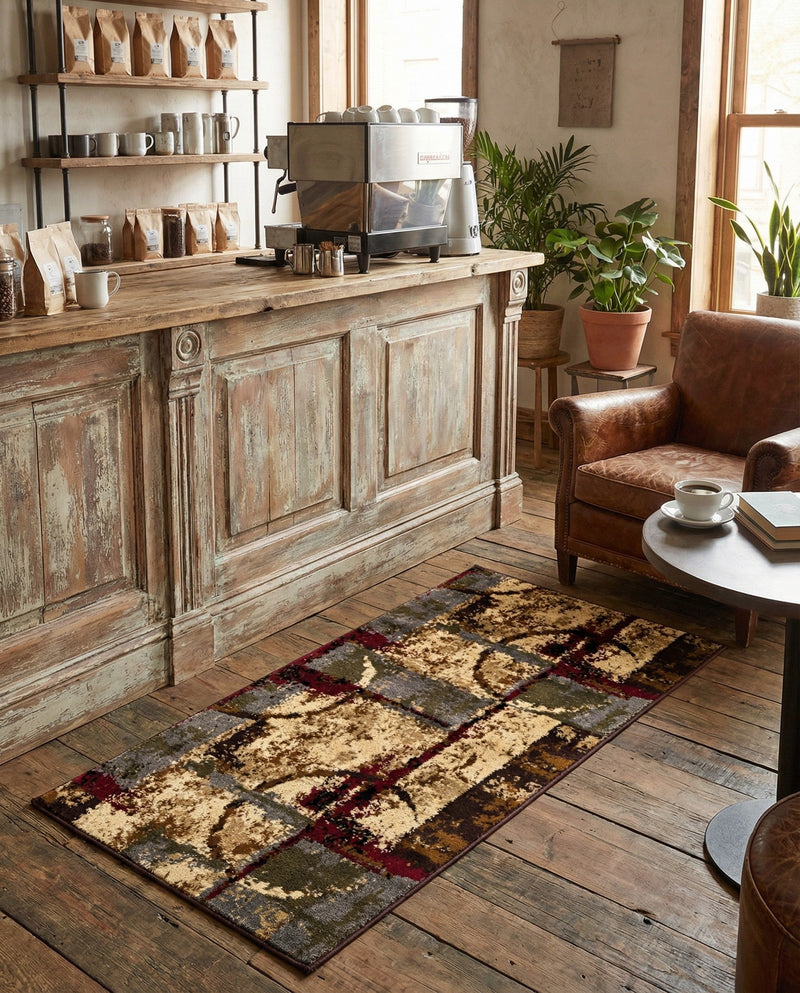 Bistro Lounge Collection Area Rug -  FlatWhite Runner Multi  lifestyle 41