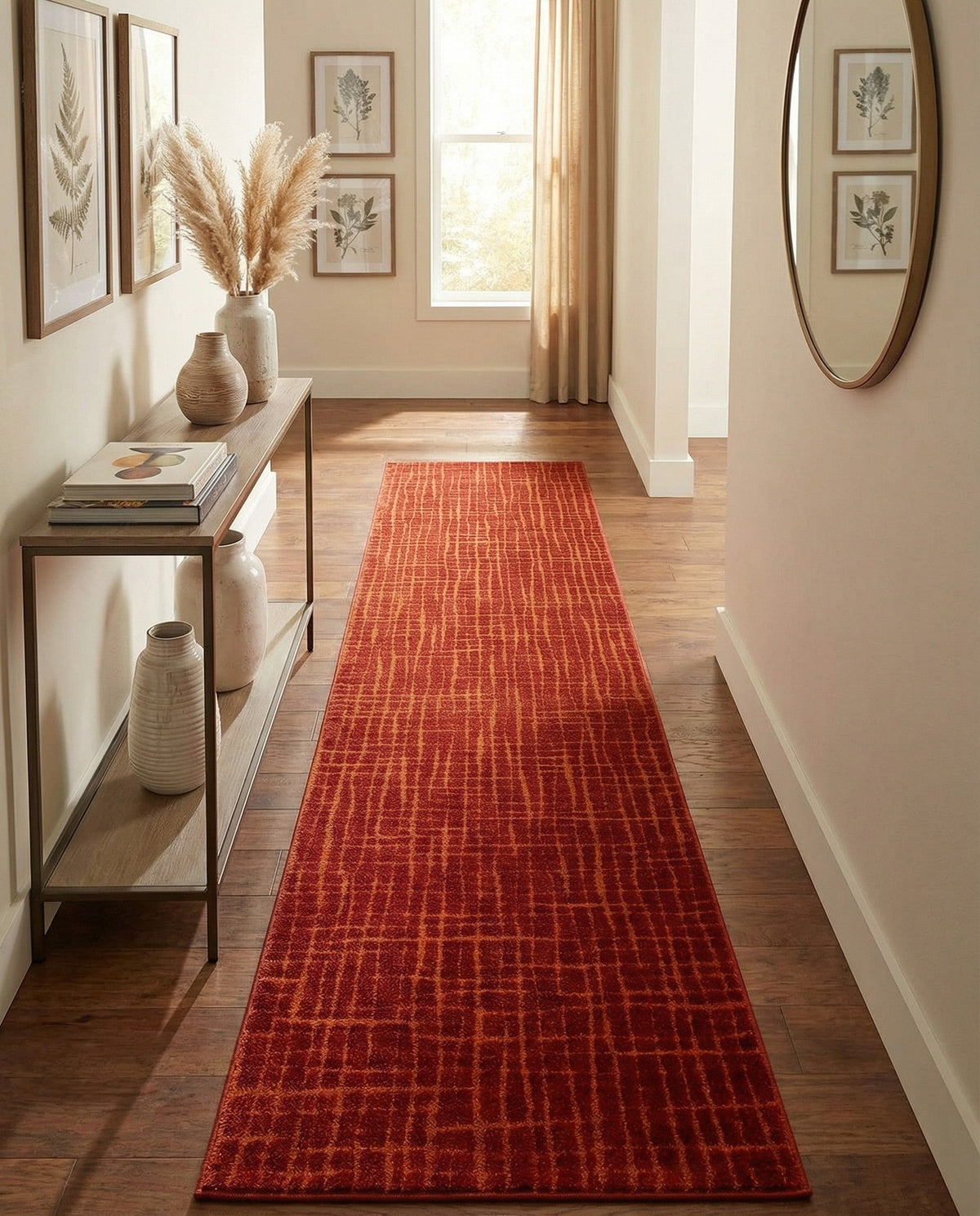 Haven Tapestry Collection Area Rug - WhisperingFalls Runner Burnt Sienna  lifestyle 119