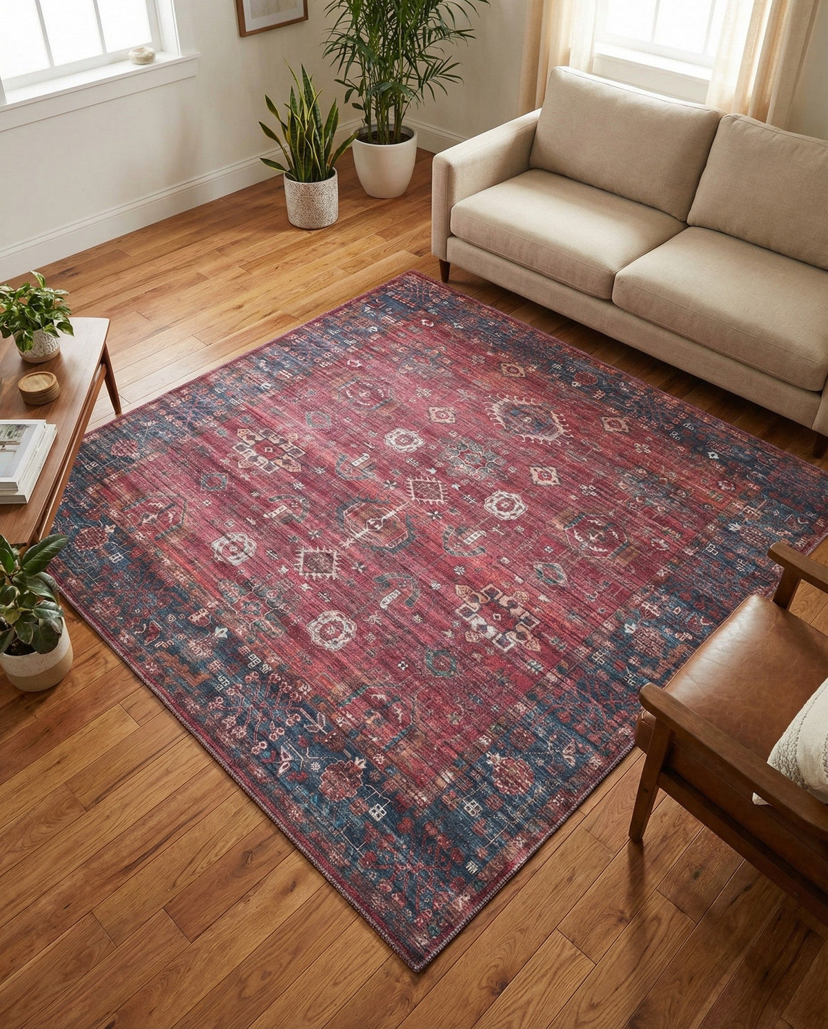 Zahara Oasis Collection Area Rug -  Ouarzazate Square Antique Red  lifestyle 88