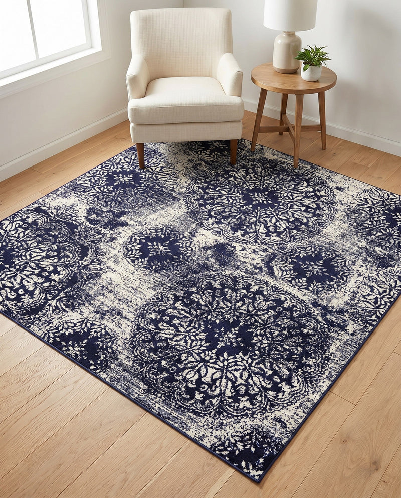 Riviera Elegance Collection Area Rug -  Monaco (Navy Blue) Square Navy Blue  lifestyle 62
