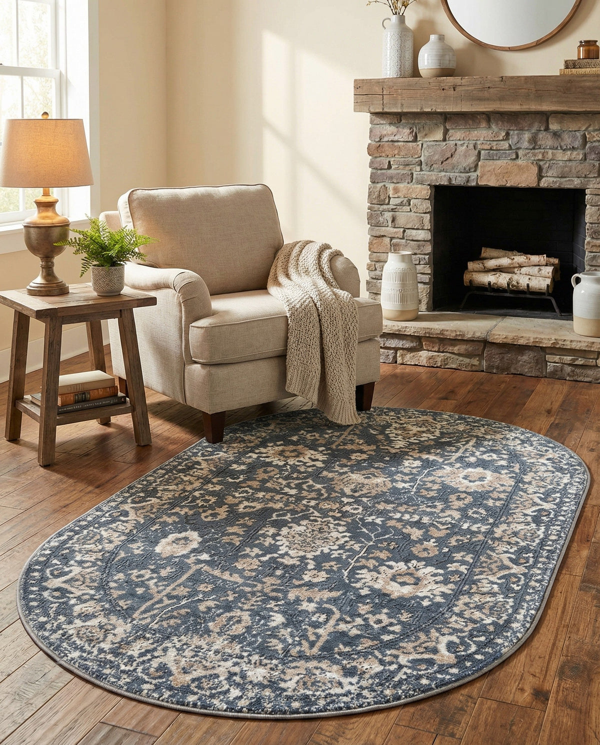 Cascade Range Collection Area Rug -  Shasta (Blue) Oval Blue  lifestyle 86