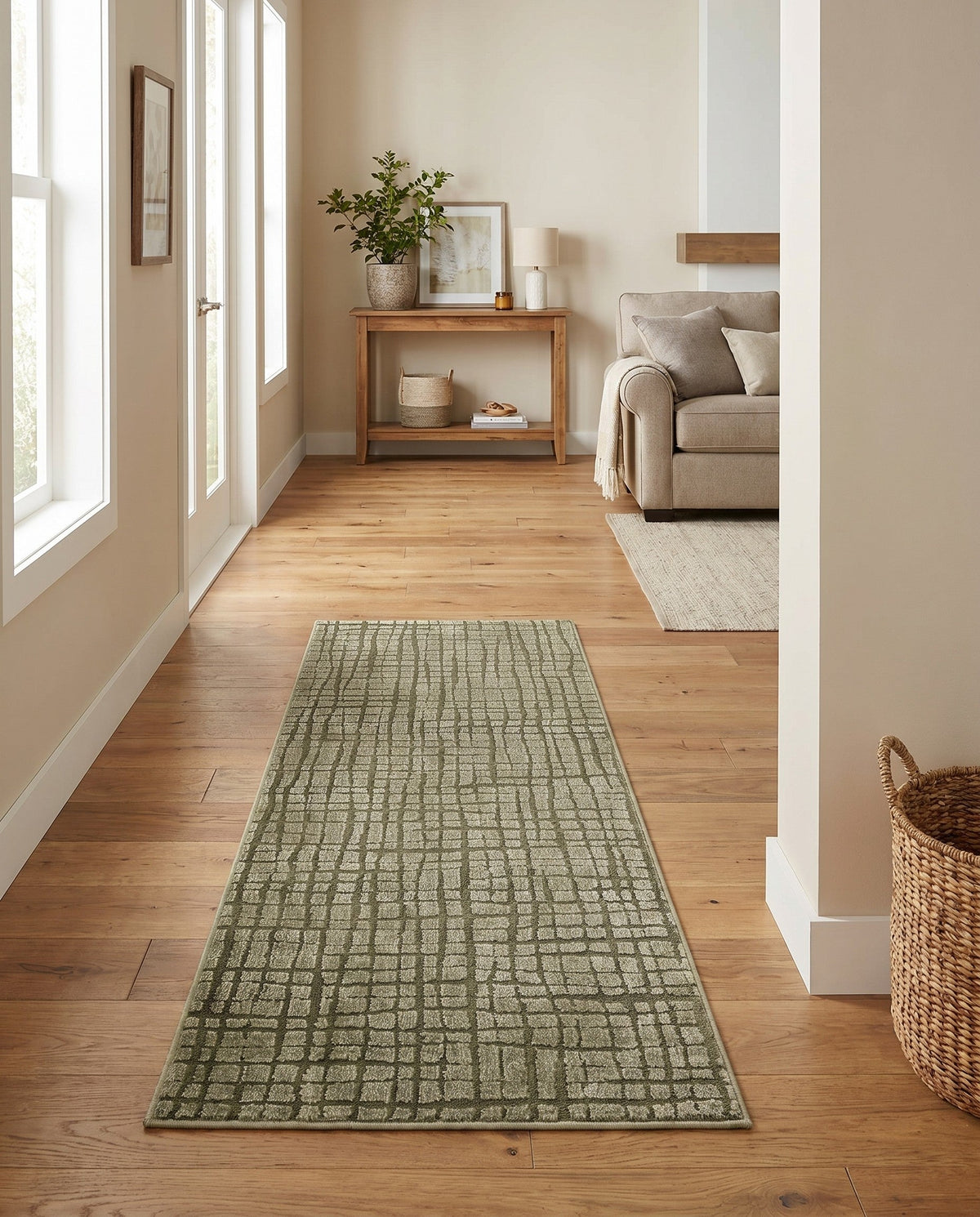 Haven Tapestry Collection Area Rug - WhisperingFalls Runner Vintage Army Green  lifestyle 79