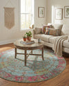 Caribbean Breeze Collection Area Rug -  Juniper Round Blue  lifestyle 56