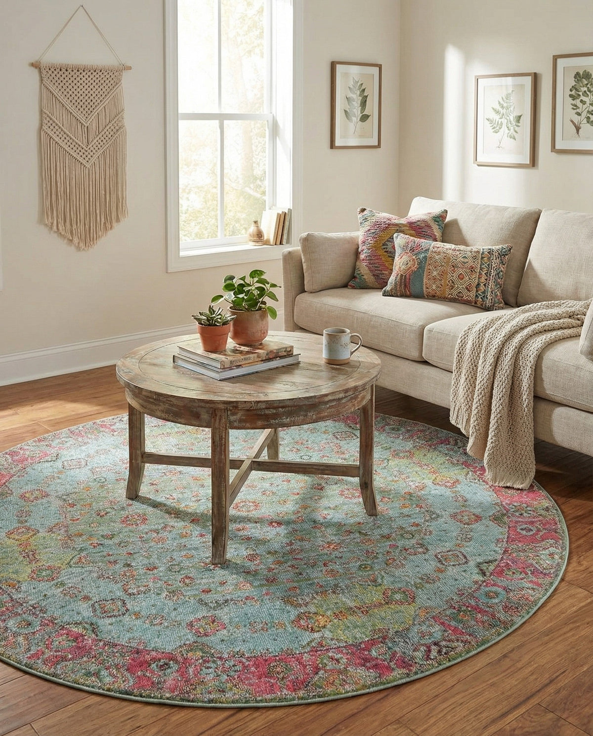 Caribbean Breeze Collection Area Rug -  Juniper Round Blue  lifestyle 56