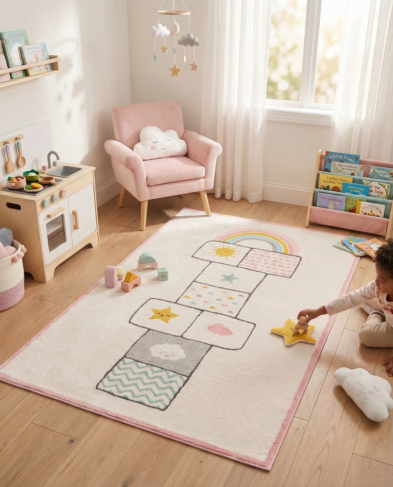 Wonder Tykes Collection Area Rug -  Swirl Rectangle Ivory  lifestyle 6