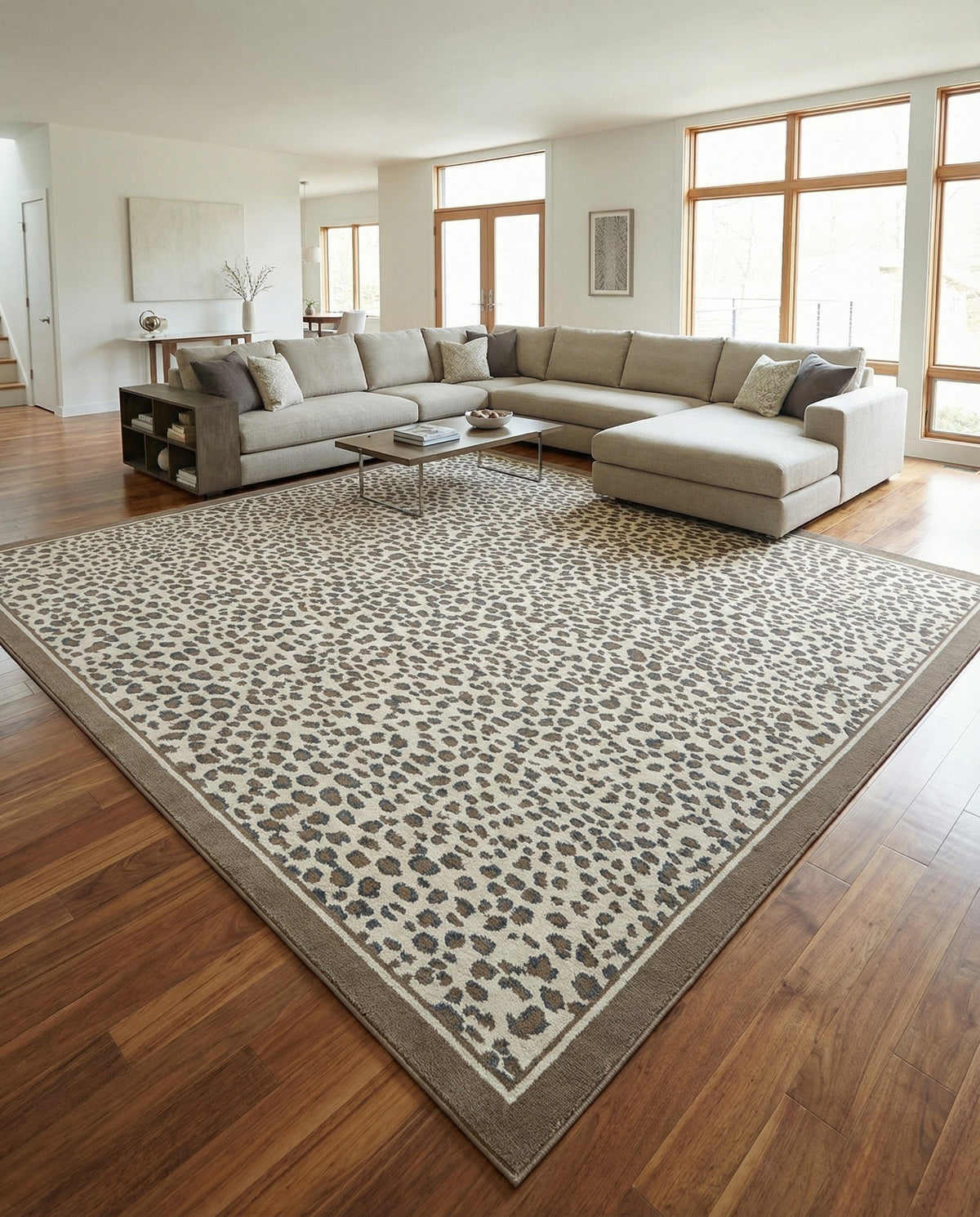 Savannah Sojourn Collection Area Rug - Serengeti Square Brown  lifestyle 195