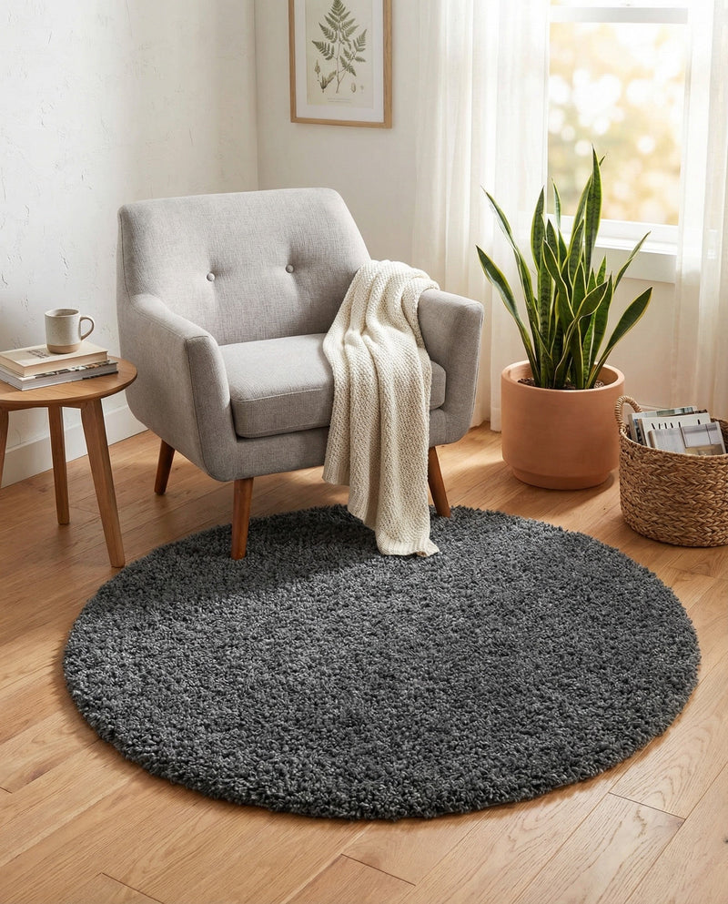 Alpine Plush Collection Area Rug -  Cortina (Peppercorn) Round Peppercorn  lifestyle 43