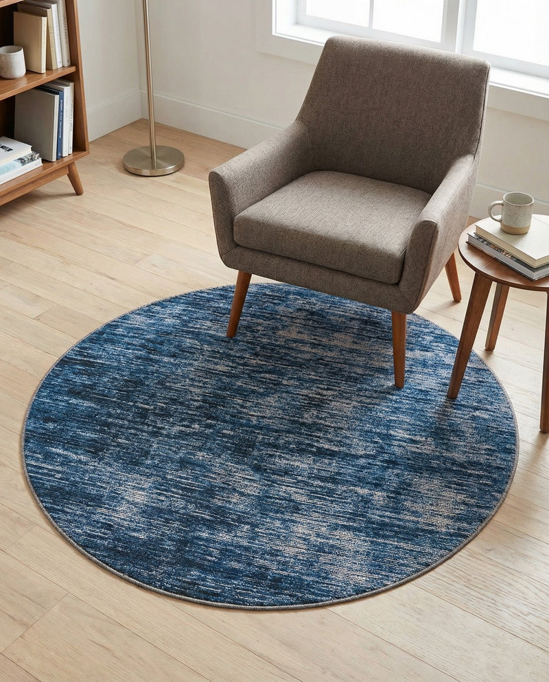 Sahara Essence Collection Area Rug - Oasis (Blue) Round Blue  lifestyle 77