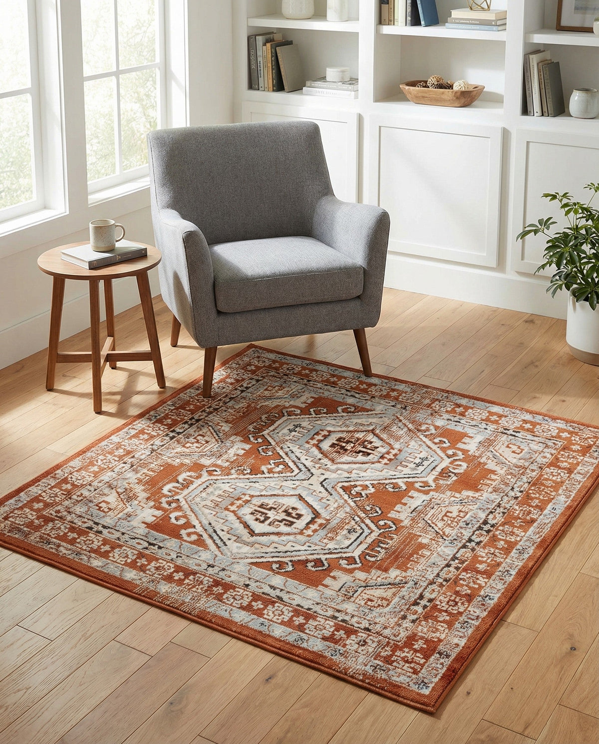 Savannah Elegance Collection Area Rug -  Tybee (Terracotta) Square Terracotta  lifestyle 114