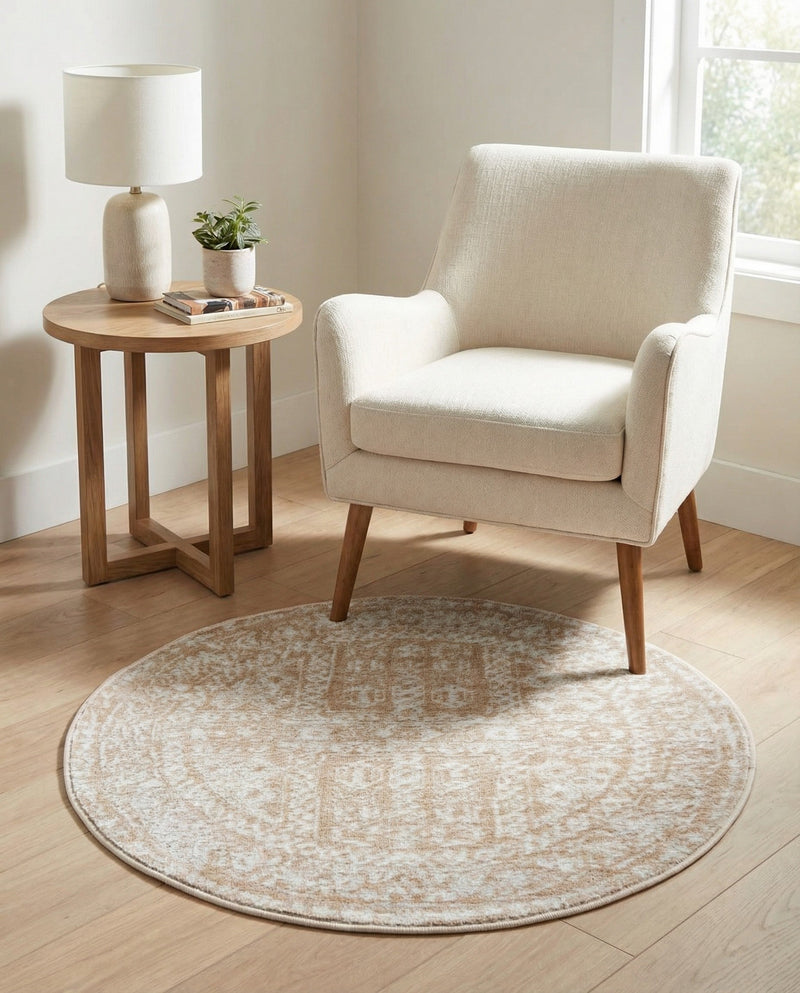 Cambridge Classics Collection Area Rug - Trinity (Beige) Round Beige  lifestyle 70