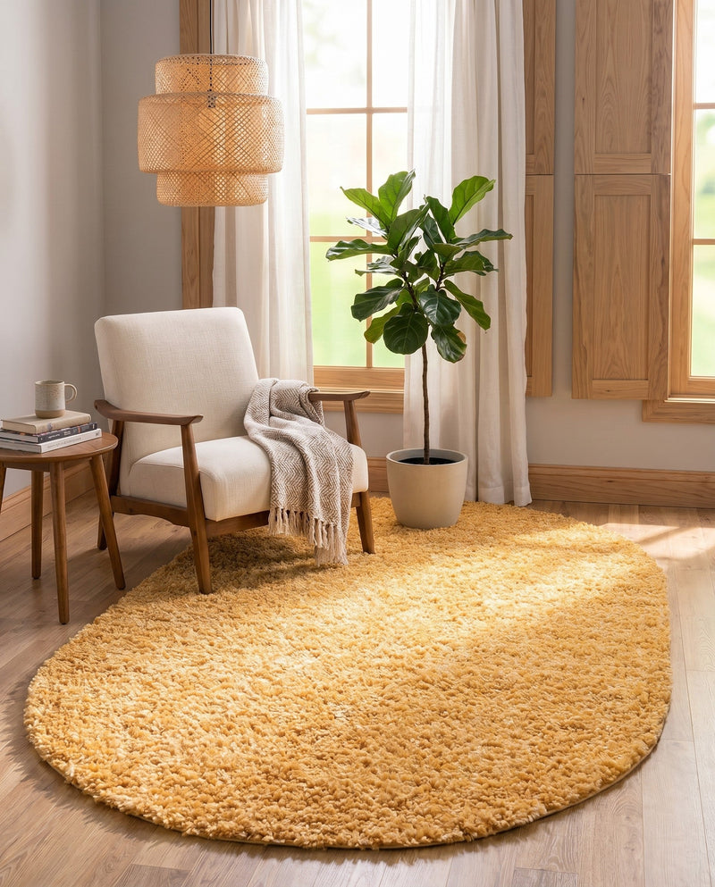 Alpine Plush Collection Area Rug -  Cortina (Sun Yellow) Oval Sun Yellow  lifestyle 44