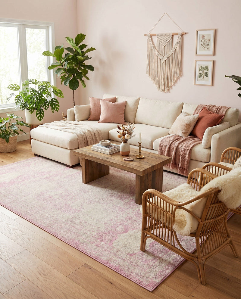 Dover Terrace Collection Area Rug -  Lagoon (Pink) Rectangle Pink  lifestyle 18
