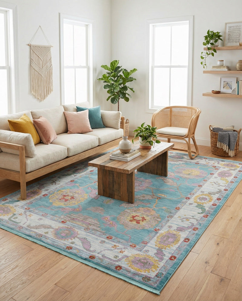 Arcadia Rugs Collection Area Rug - Eden (Aqua and Blue) Rectangle Aqua and Blue  lifestyle 17