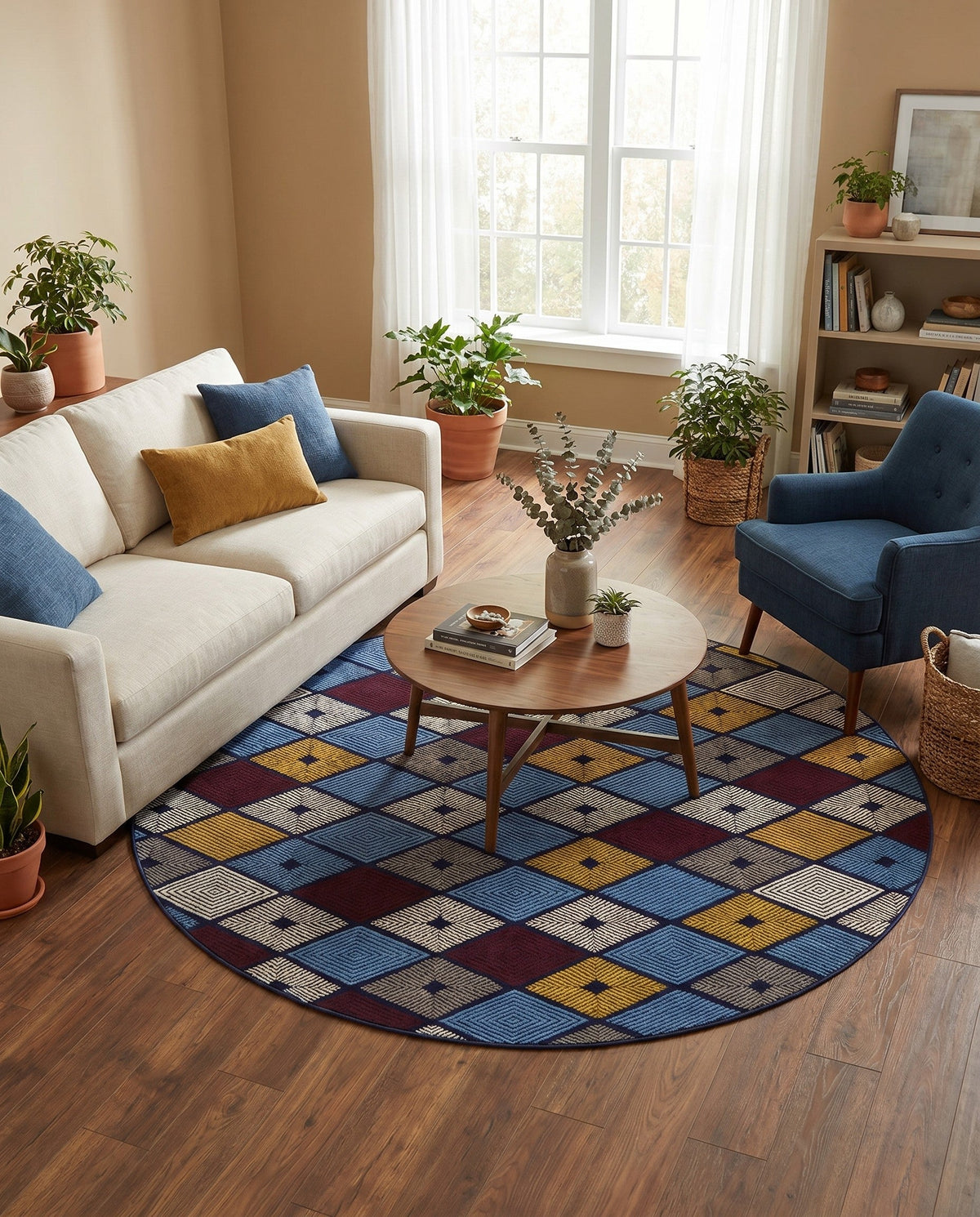Coastal Haven Collection Area Rug -  Anchorage Round Multi  lifestyle 109
