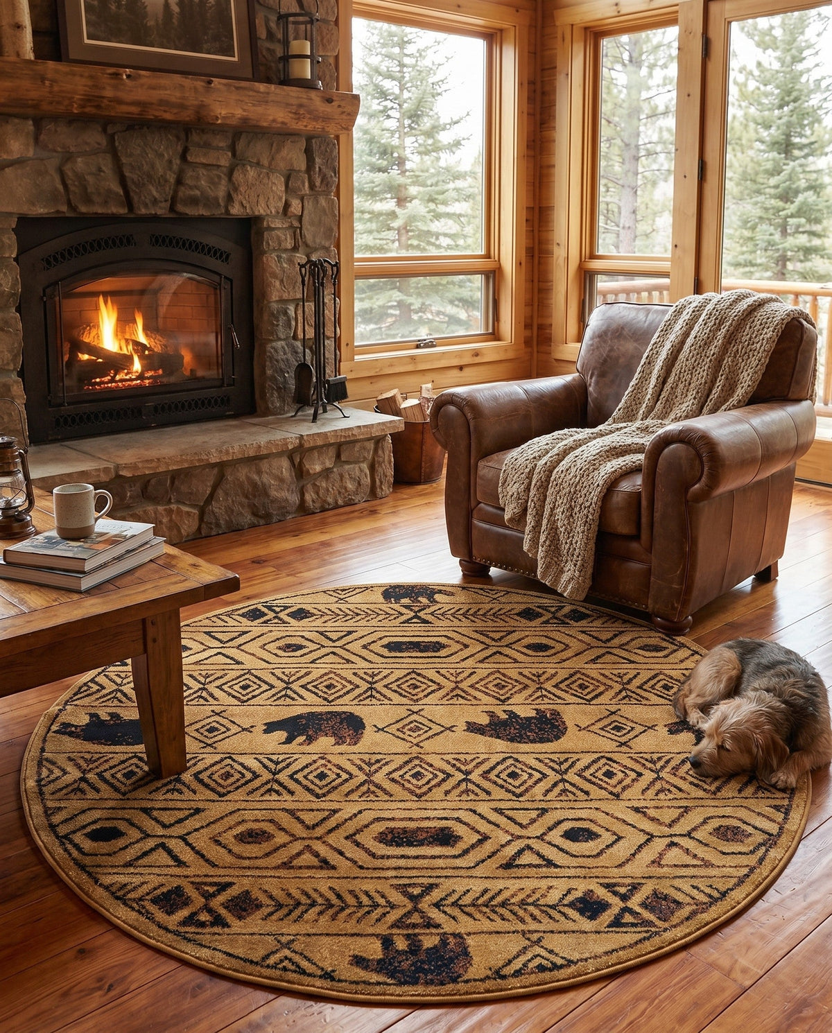 Frontier Trails Collection Area Rug -  Sedona Round Cedar  lifestyle 132