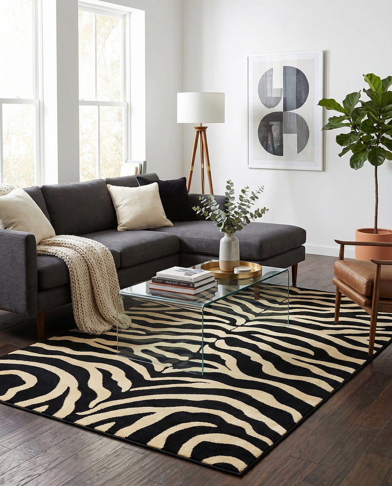 Savannah Sojourn Collection Area Rug -  Kilimanjaro Rectangle Black  lifestyle 7