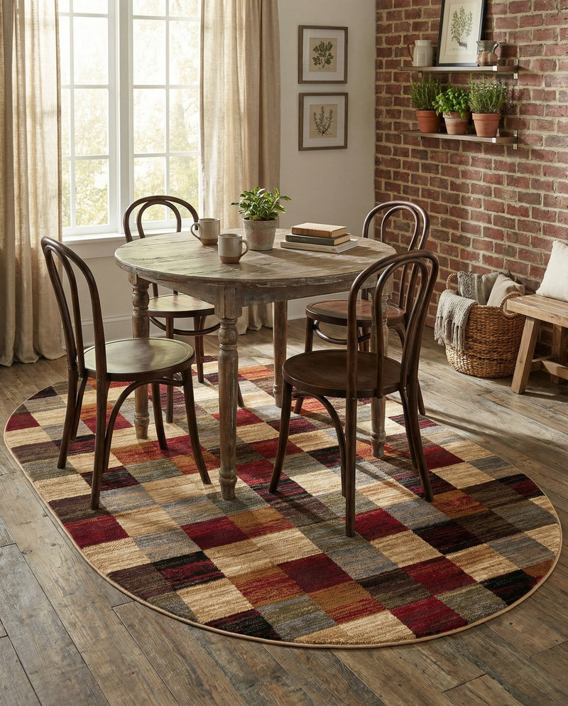 Bistro Lounge Collection Area Rug - Espresso Oval Multi  lifestyle 54