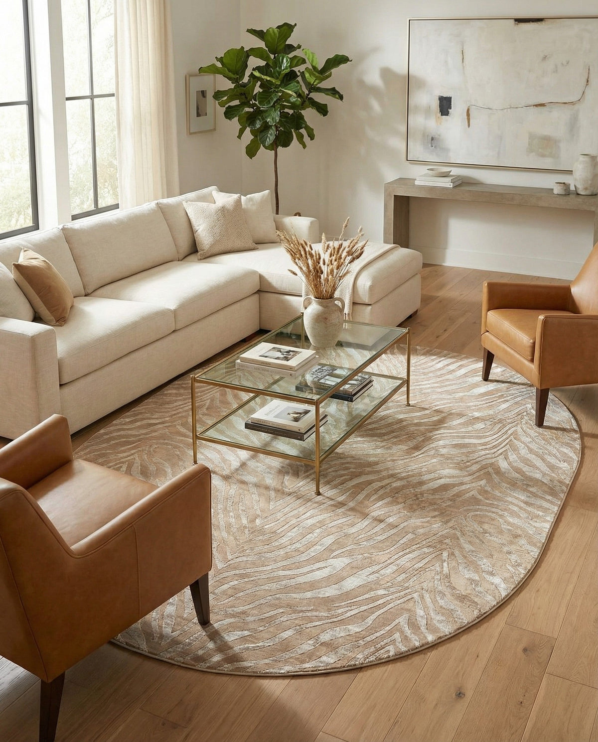 Bloomsbury Elegance Collection Area Rug -  Chelsea Oval Ivory Beige  lifestyle 187