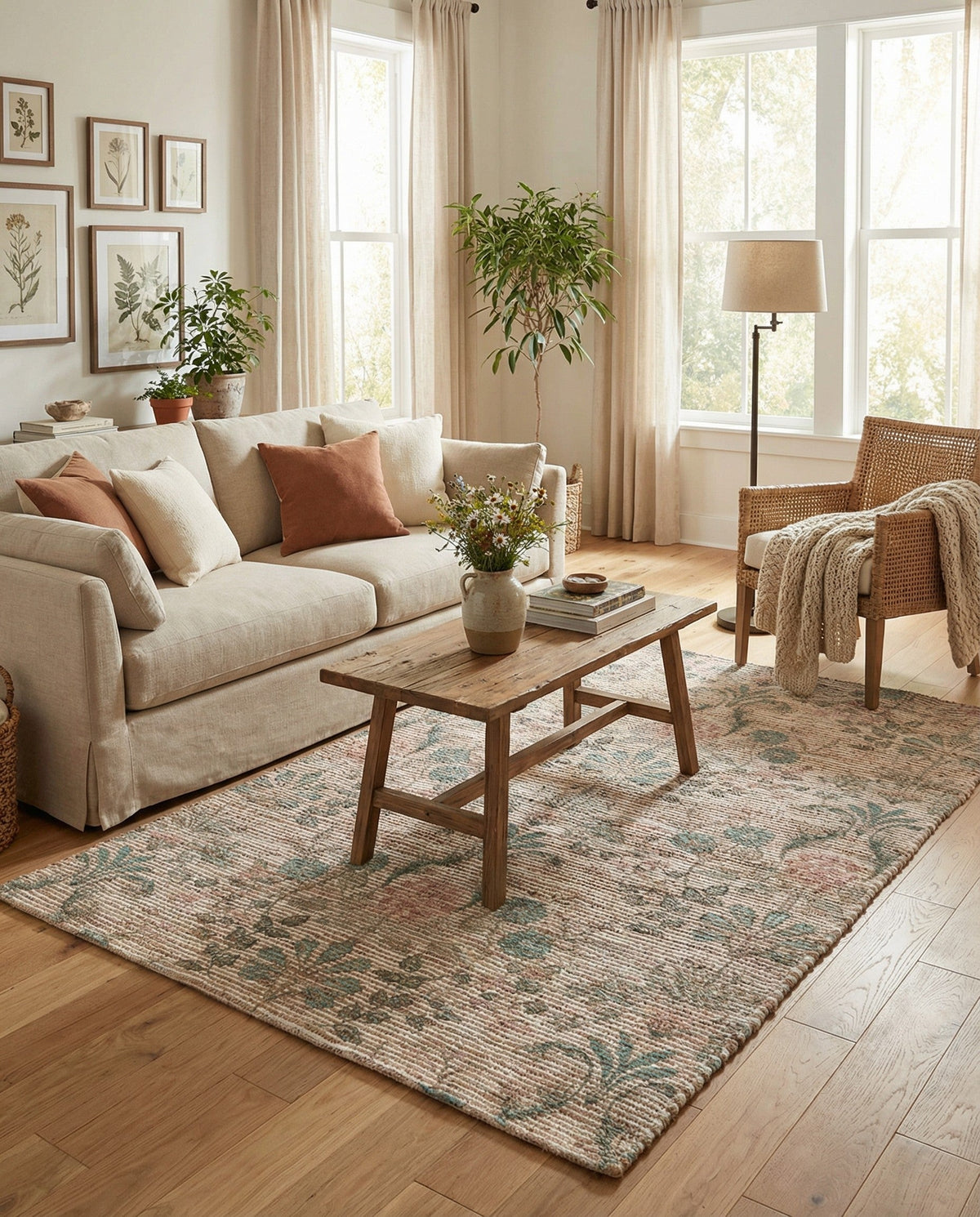 Savannah Threads Collection Area Rug -  Mendocino Rectangle Ivory  lifestyle 7
