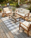 Sustainable Grid Indoor-Outdoor Oasis Collection Area Rug - Savannah Rectangle Gray  lifestyle 30