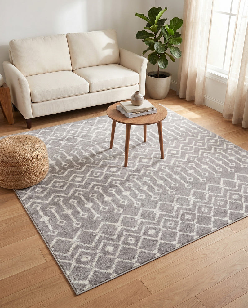 Marrakech Lattice Collection Area Rug - Medina (Light Gray) Square Light Gray  lifestyle 24
