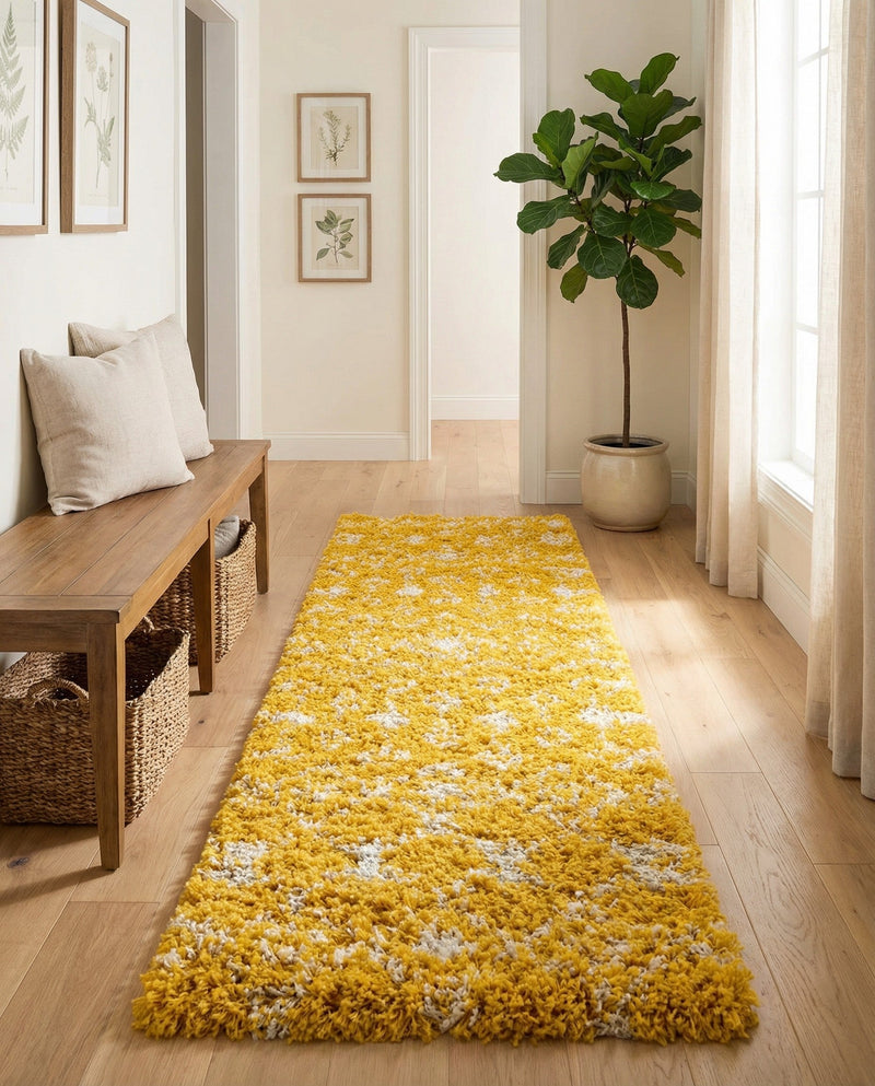 Berber Lattice Shag Collection Area Rug - Atlas (Yellow) Runner Yellow  lifestyle 39