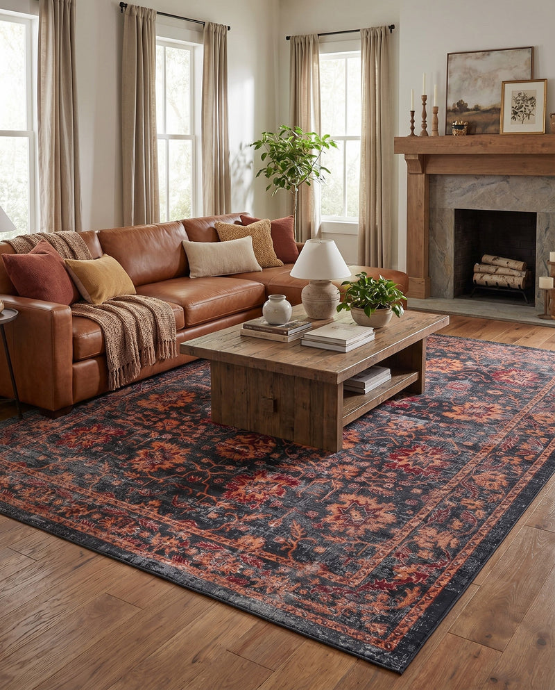Geneva Terrace Collection Area Rug -  Lausanne Rectangle Black  lifestyle 16