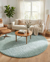 Cozy Comfort Shag Collection Area Rug - Haven (Sage Green) Round Sage Green  lifestyle 36