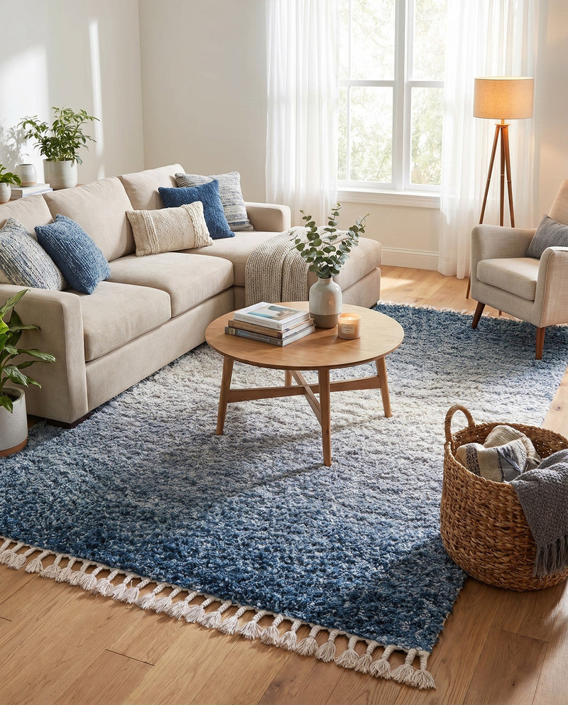 Cozy Cove Shag Collection Area Rug -  Lagoon Rectangle Blue  lifestyle 29