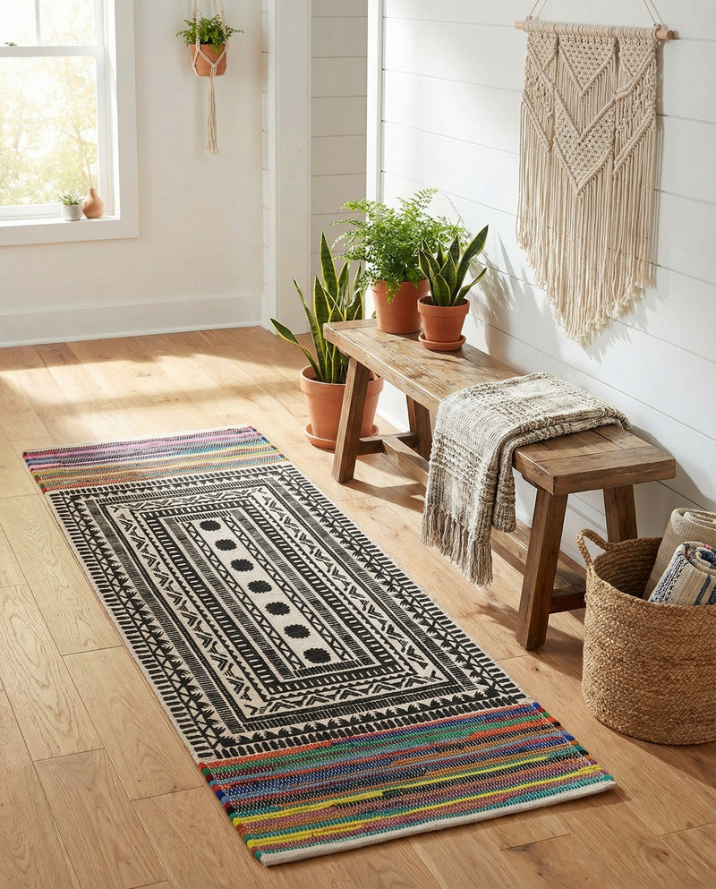 Thar Cotton Collection Area Rug -  Kovalam Runner Multi  lifestyle 55