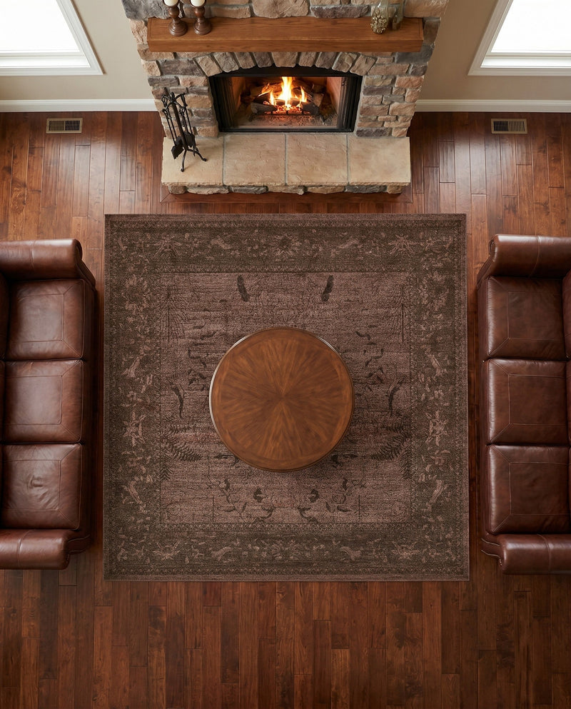 Horizon Collection Area Rug -  Apex (Brown) Square Brown  lifestyle 52