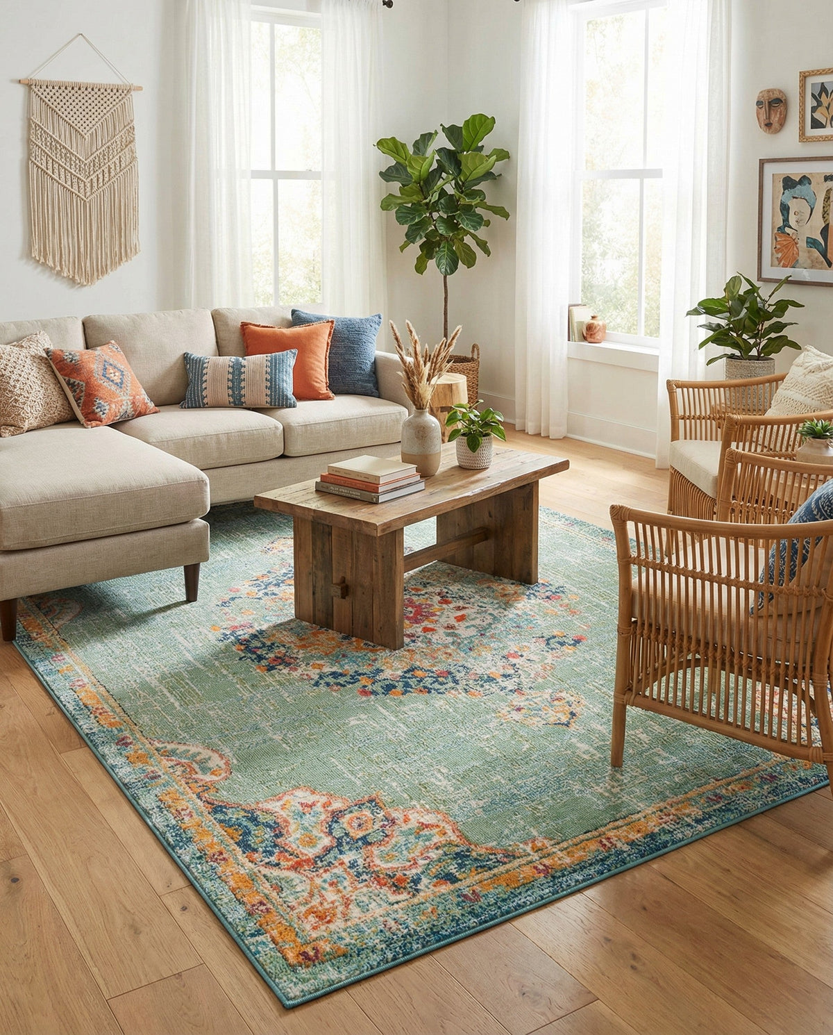 Brighton Terrace Collection Area Rug - Hove (Green) Rectangle Green  lifestyle 26