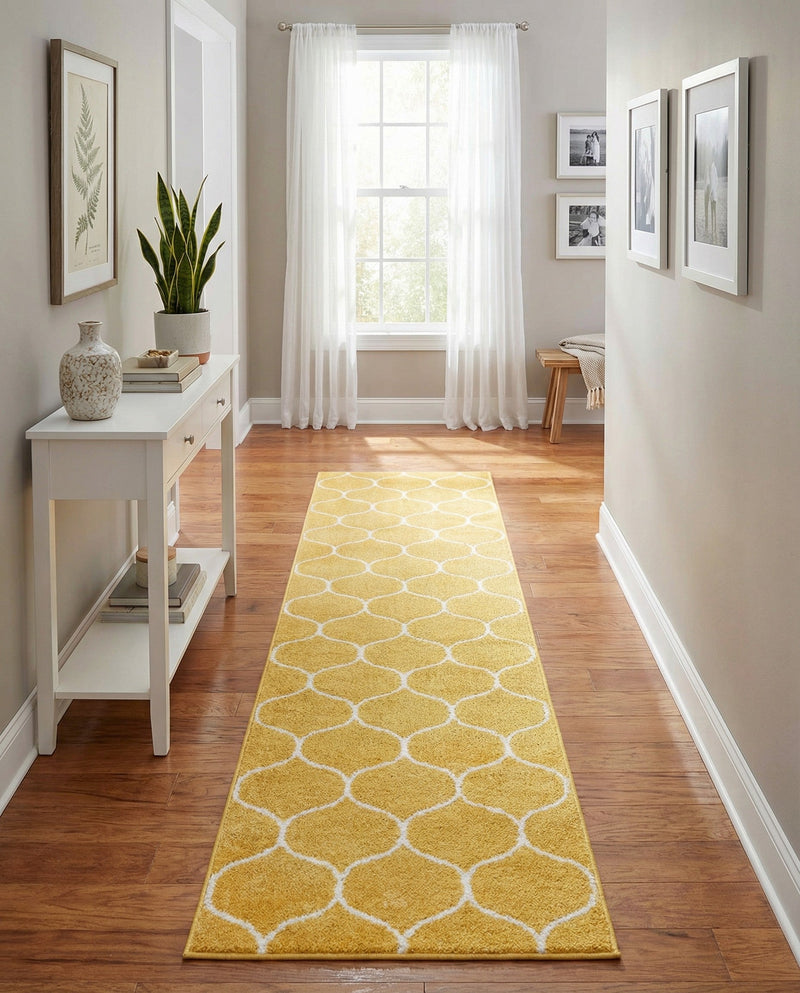 Trellis Mosaic Collection Area Rug -  Pergolatown (Yellow) Runner Yellow  lifestyle 51