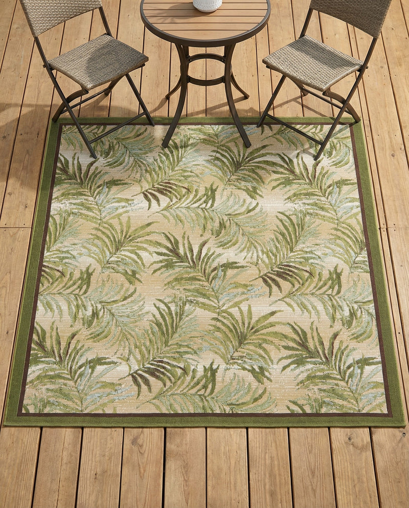Seaside Blooms Collection Area Rug -  Verdant Square Green  lifestyle 37