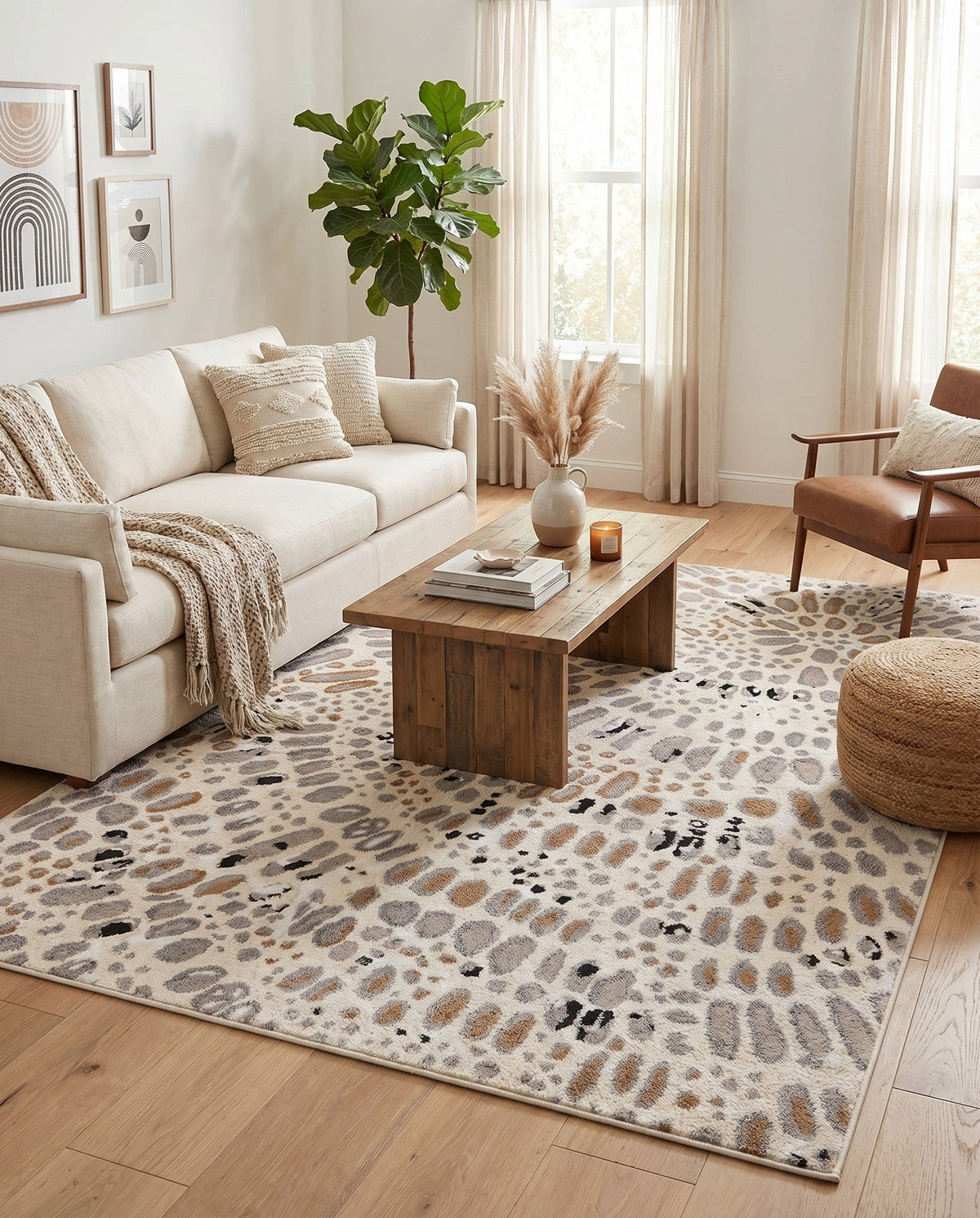 Sienna Collection Area Rug -  Modena Rectangle Ivory  lifestyle 22