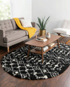 Berber Lattice Shag Collection Area Rug - Atlas (Black and White) Oval Black and White  lifestyle 37