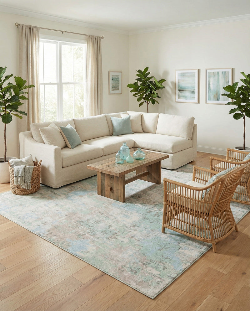Lagoon Oasis Collection Area Rug -  Seagrass Rectangle Teal  lifestyle 23