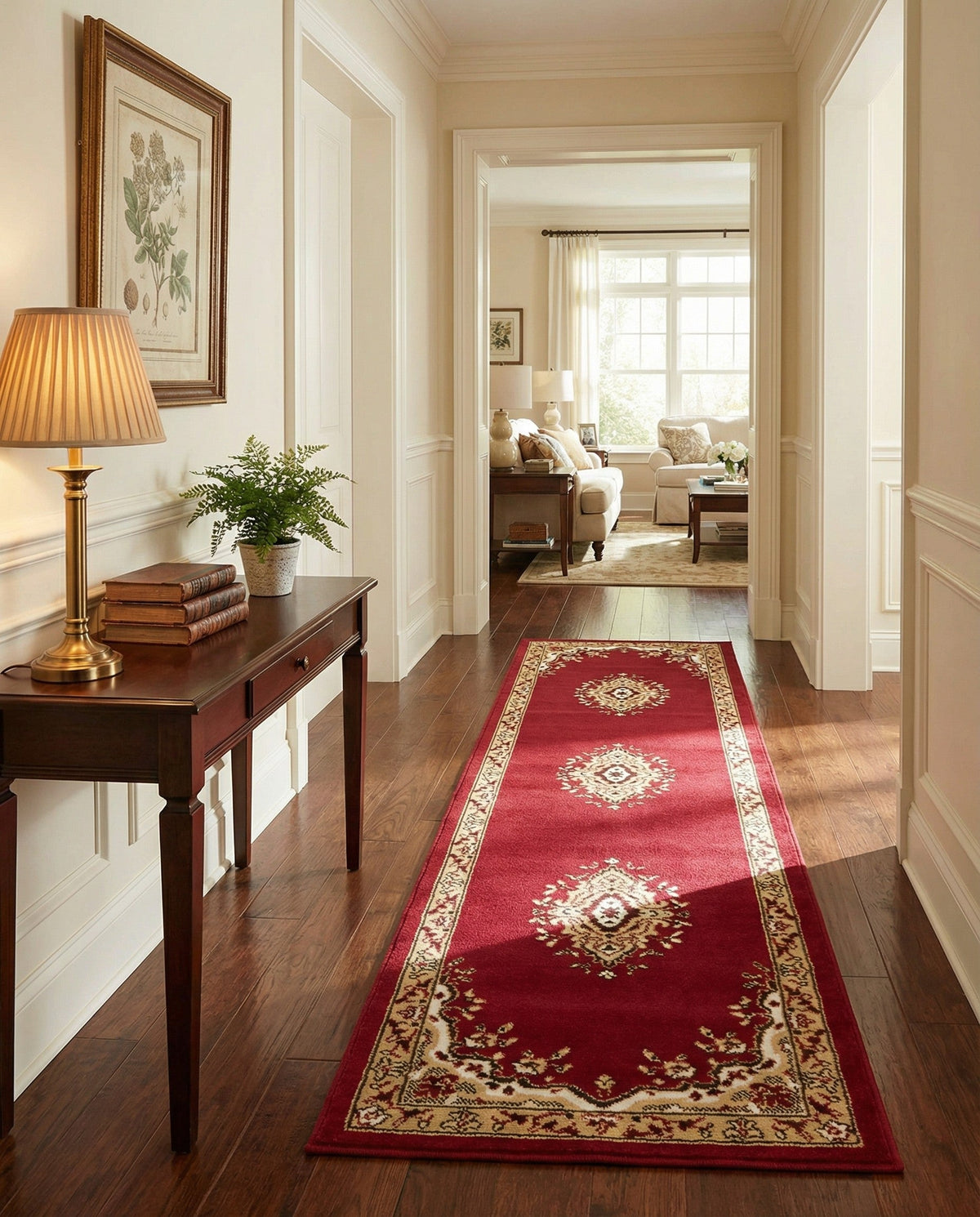 Tabriz Tapestry Collection Area Rug - Azerbaijan (Burgundy) Runner Burgundy  lifestyle 56