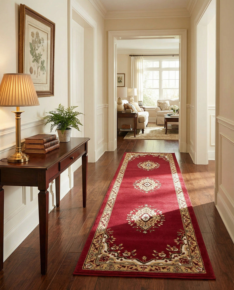 Tabriz Tapestry Collection Area Rug - Azerbaijan (Burgundy) Runner Burgundy  lifestyle 56