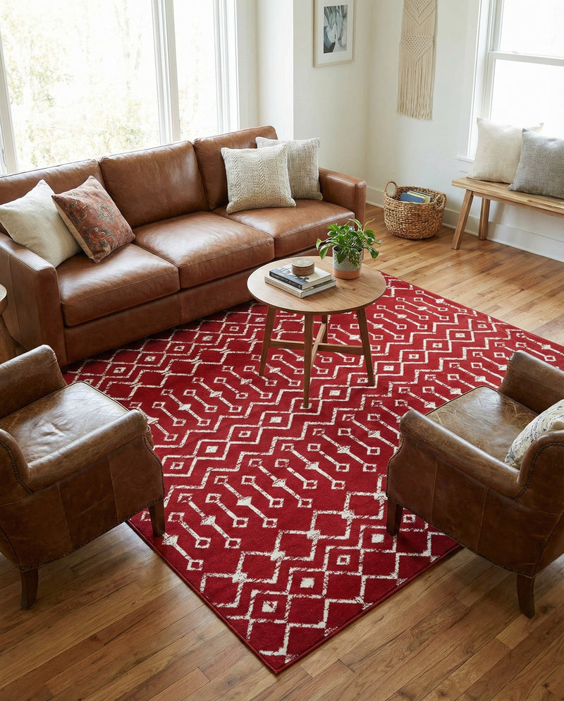 Marrakech Lattice Collection Area Rug - Medina (Red) Square Red  lifestyle 41
