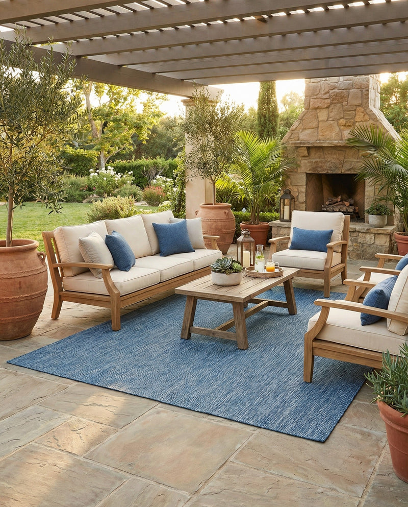 Seaside Serenity Collection Area Rug - Veranda (Blue) Rectangle Blue  lifestyle 15