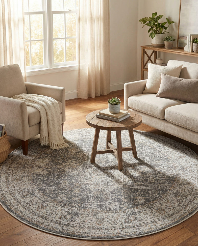 Caribbean Breeze Collection Area Rug -  Utila Round Fume Gray  lifestyle 39