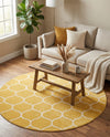 Trellis Mosaic Collection Area Rug -  Pergolatown (Yellow) Round Yellow  lifestyle 62