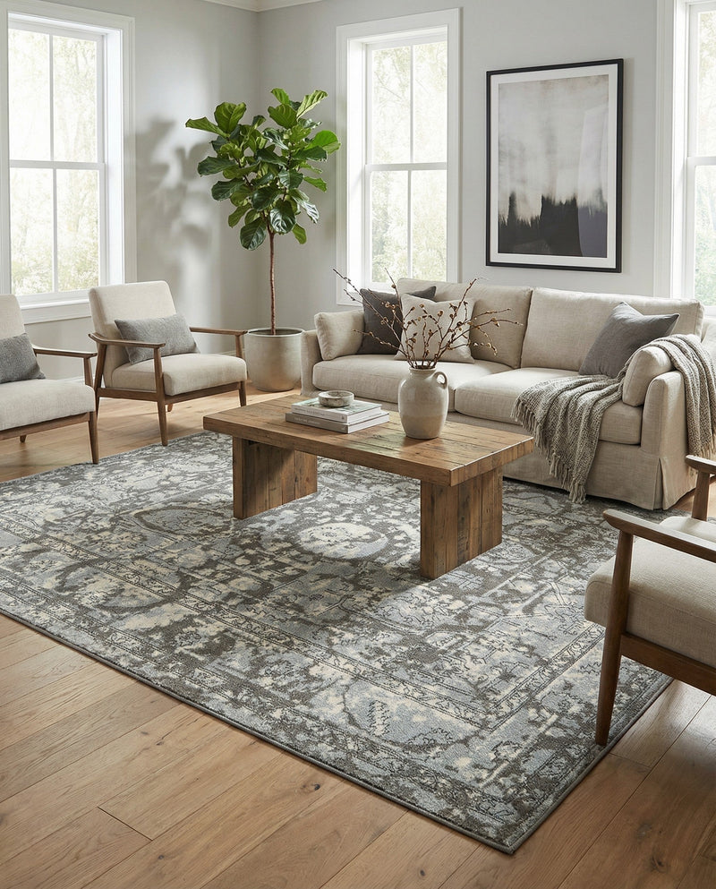 Horizon Collection Area Rug -  Zenith Rectangle Gray  lifestyle 63